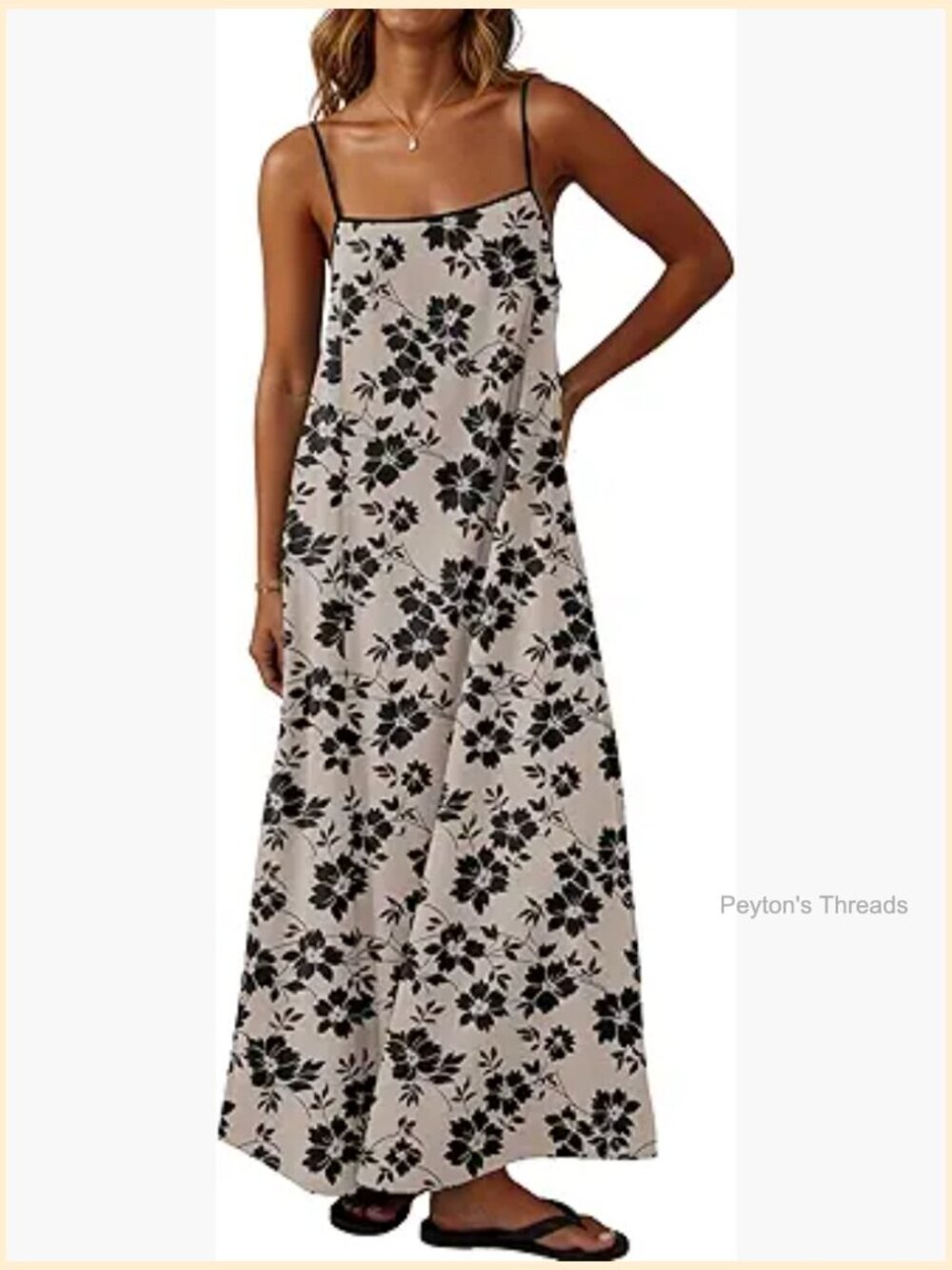 Casual Maxi Dress with Adjustable Spaghetti Straps and Back Tie Detailing